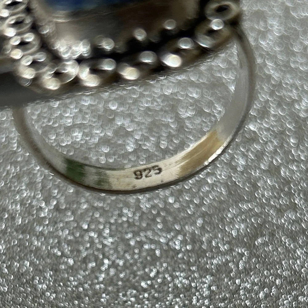 Lapis Lazuli Ring 925 (Size: 9) Modern Bohemian